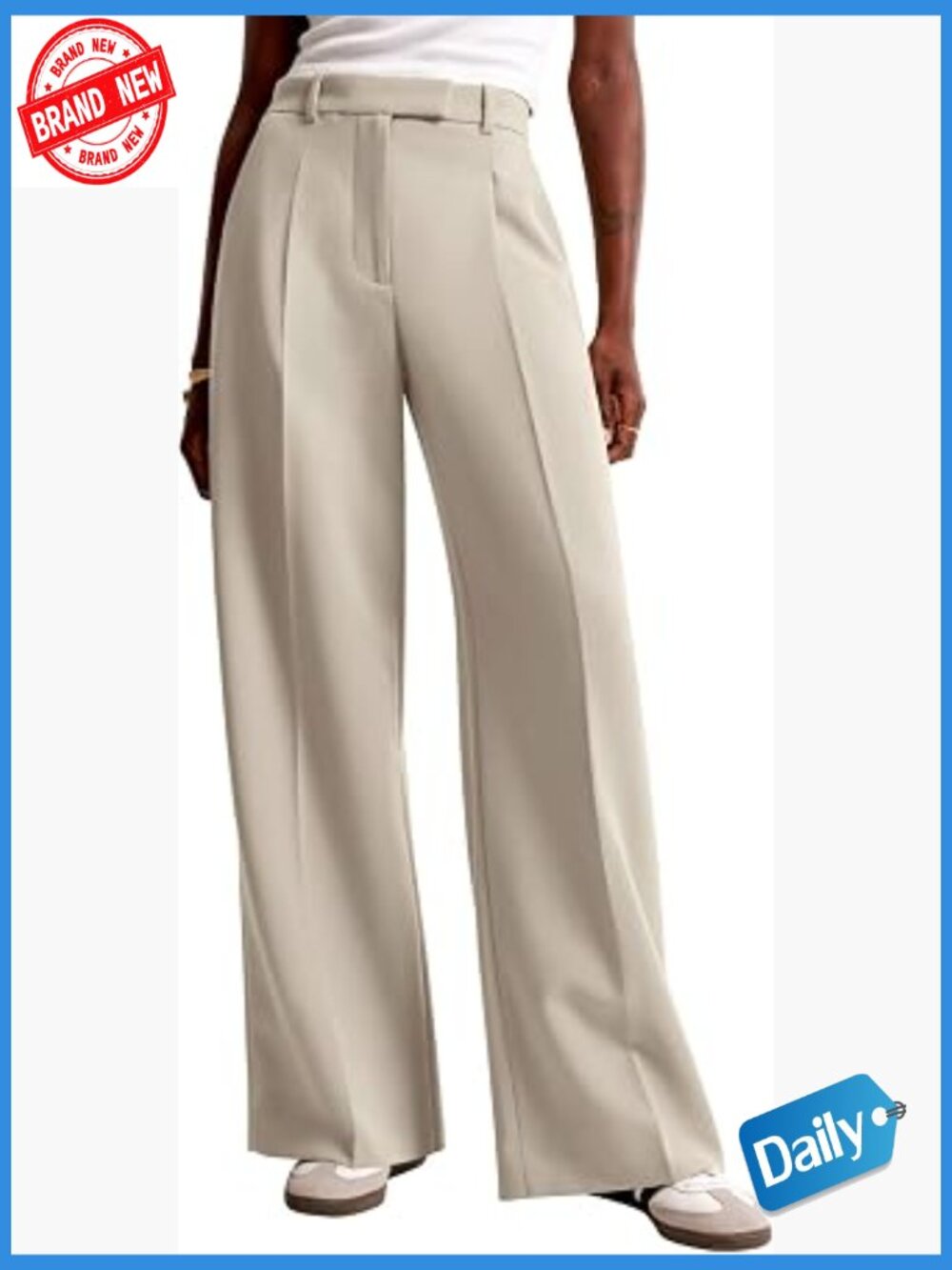 High Waisted Wide Leg Dress Pants with Pockets Business Casual Trousers